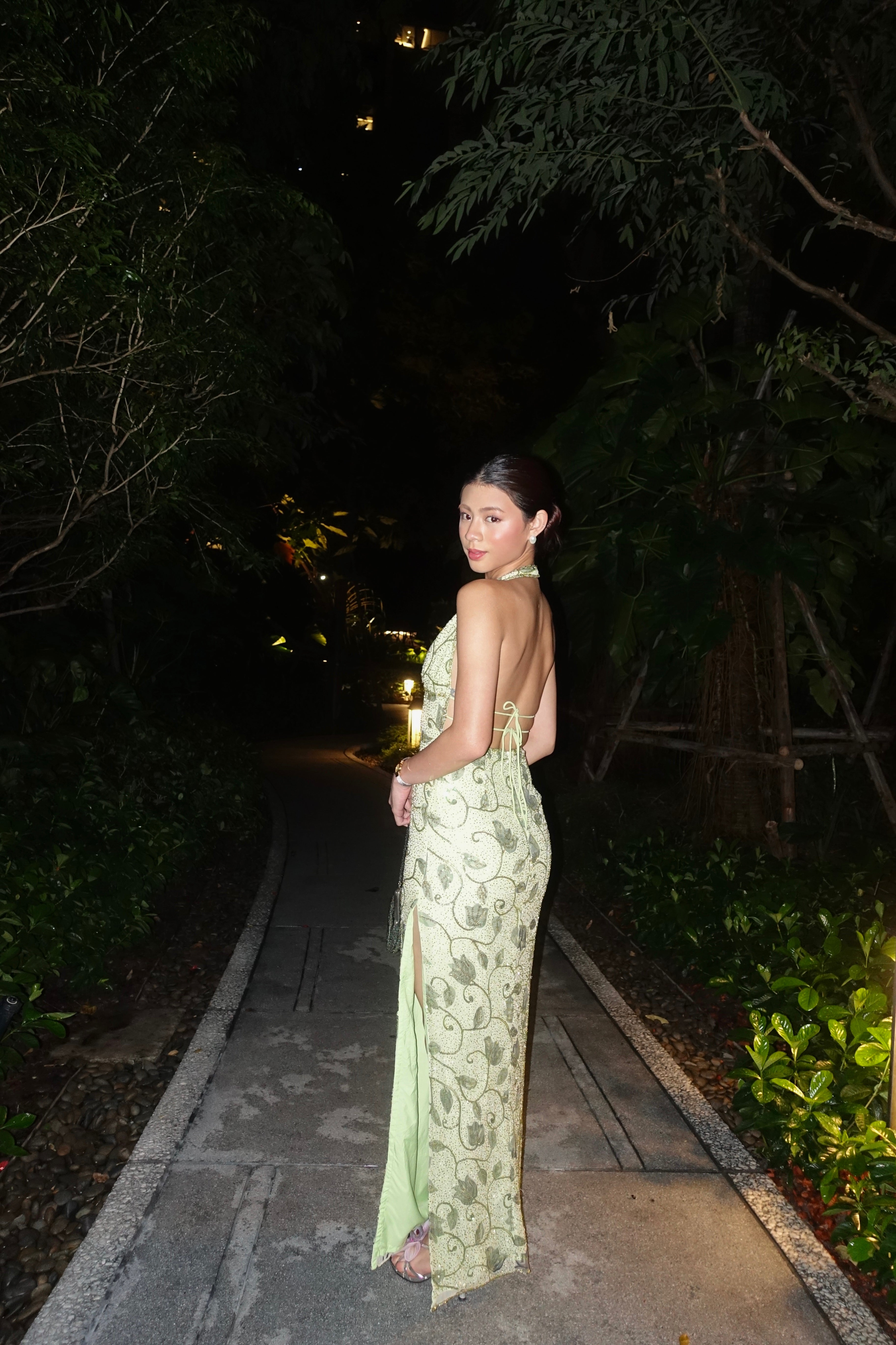 V52 Vintage Sean Collection Green Evening Gown (XS)