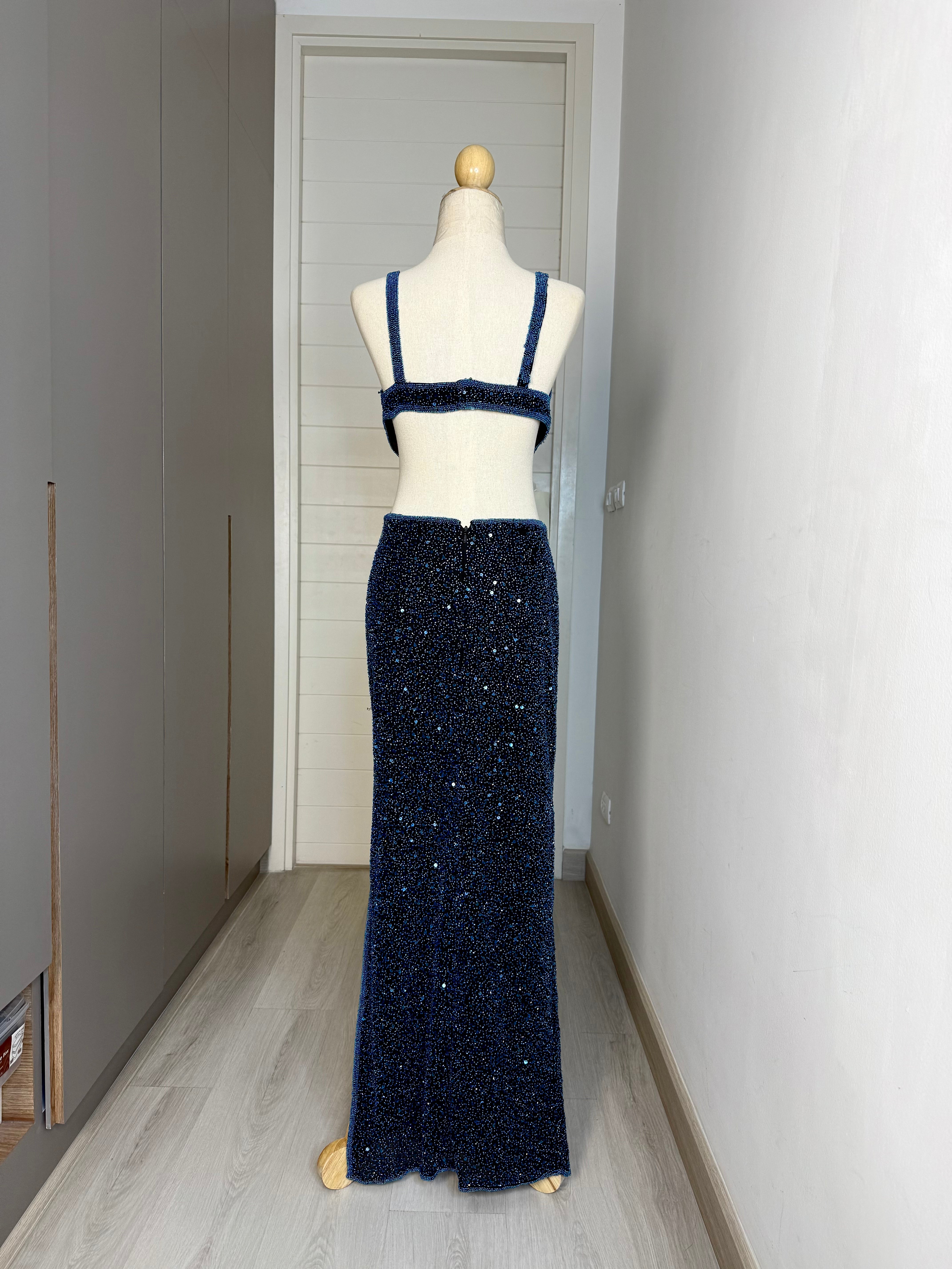 V86 Vintage Scala Midnight Blue Evening Gown (S-M)