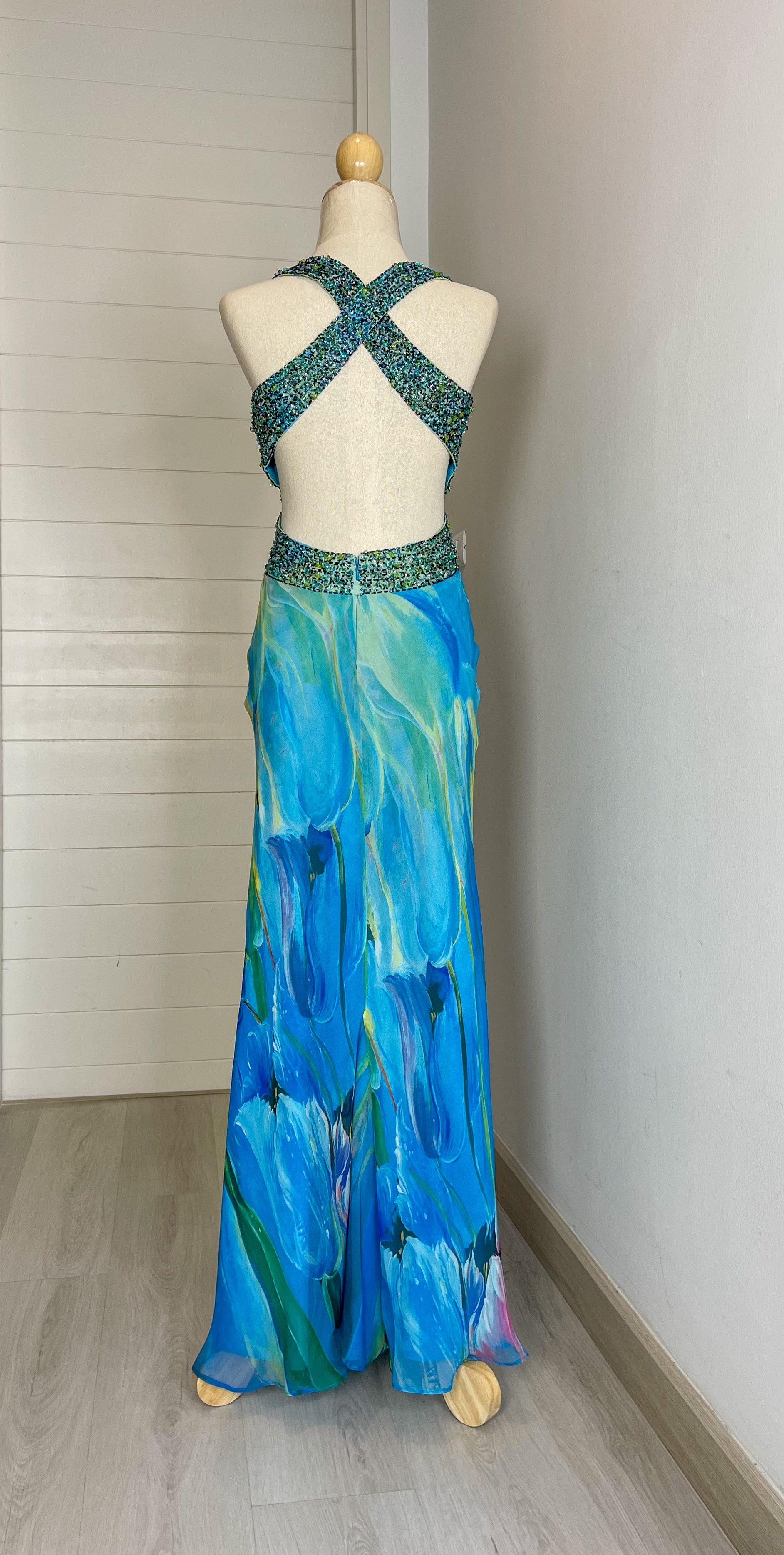 F01 Faviana Water Color Prom Dress (S-M)