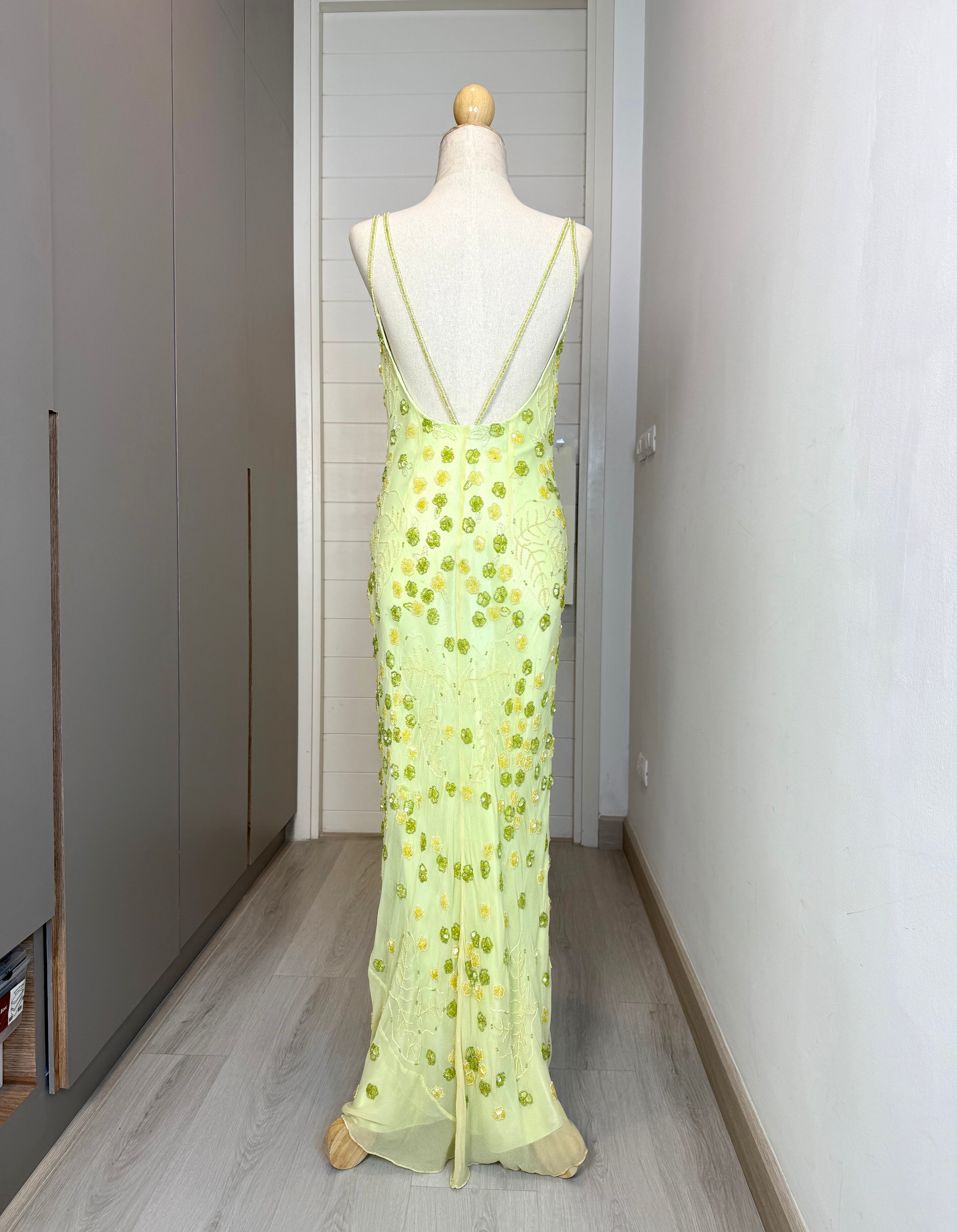 V63 Vintage Scala Light Yellow Green Evening Gown (XS-S)