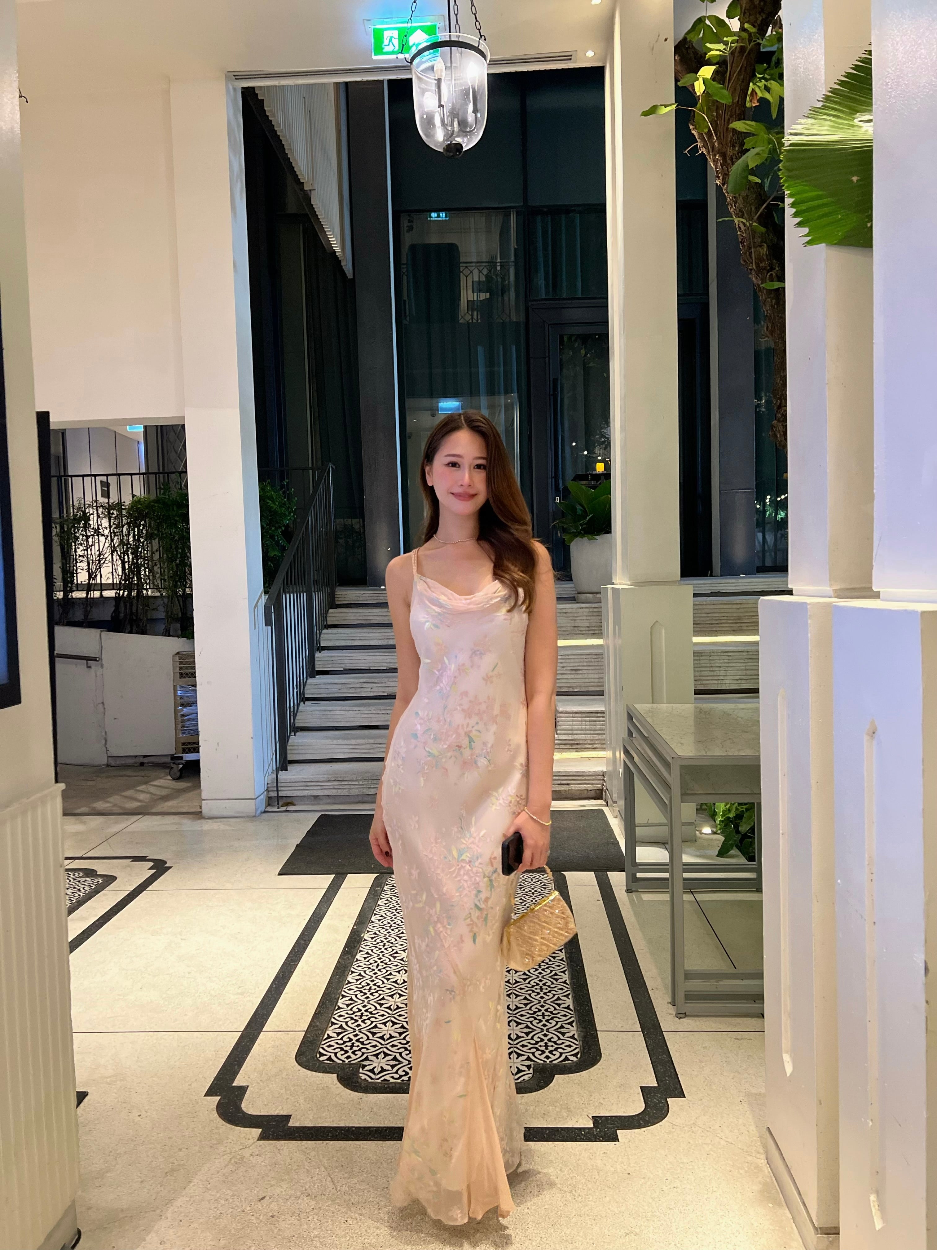 M08 Monsoon Rose-Gold Evening Gown (S-M) (มีบริการปรับสายขึ้นตามไซส์)