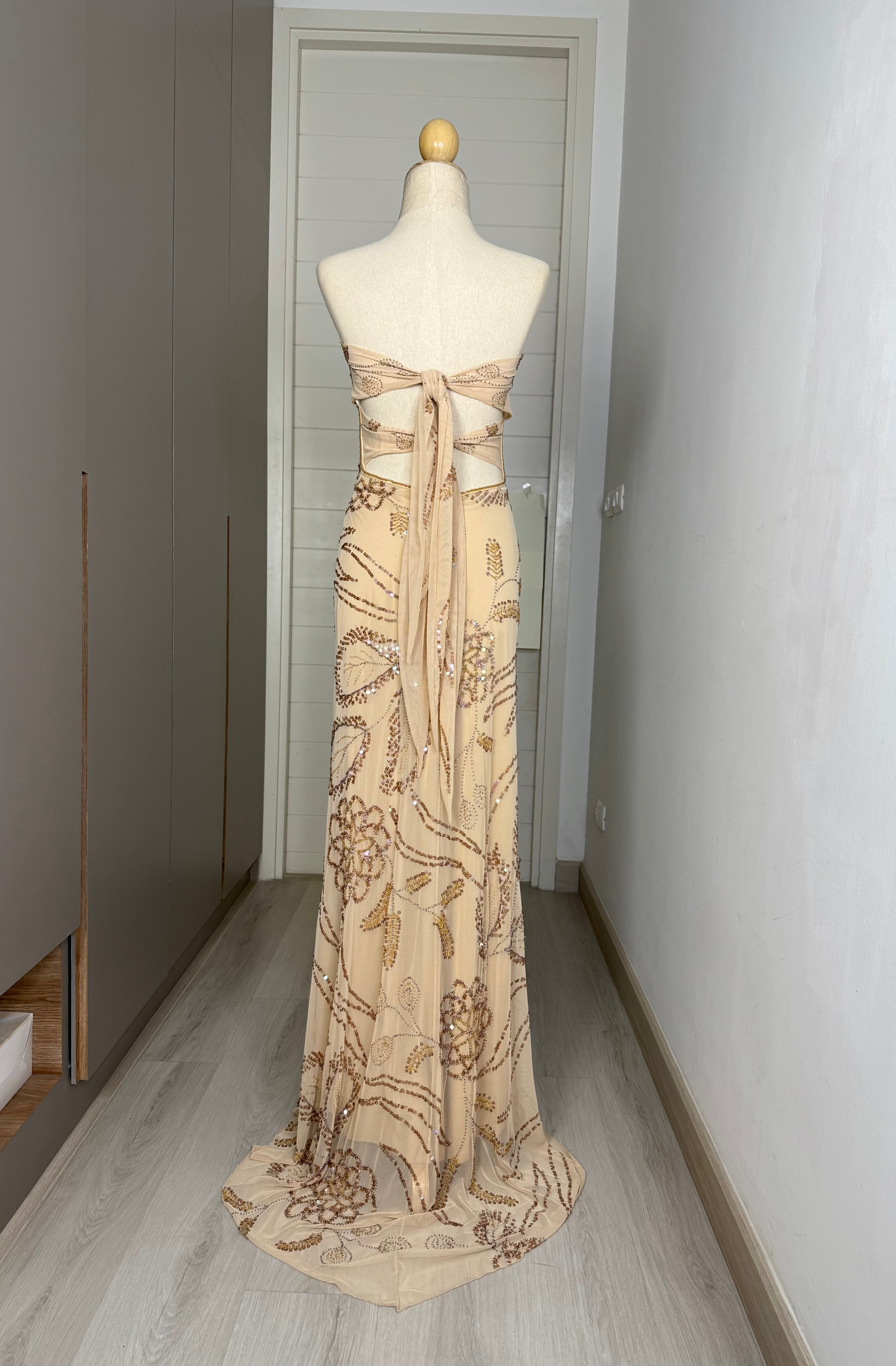 V72 Vintage Super Rare Attitudes Apricot Evening Gown (XS-S)
