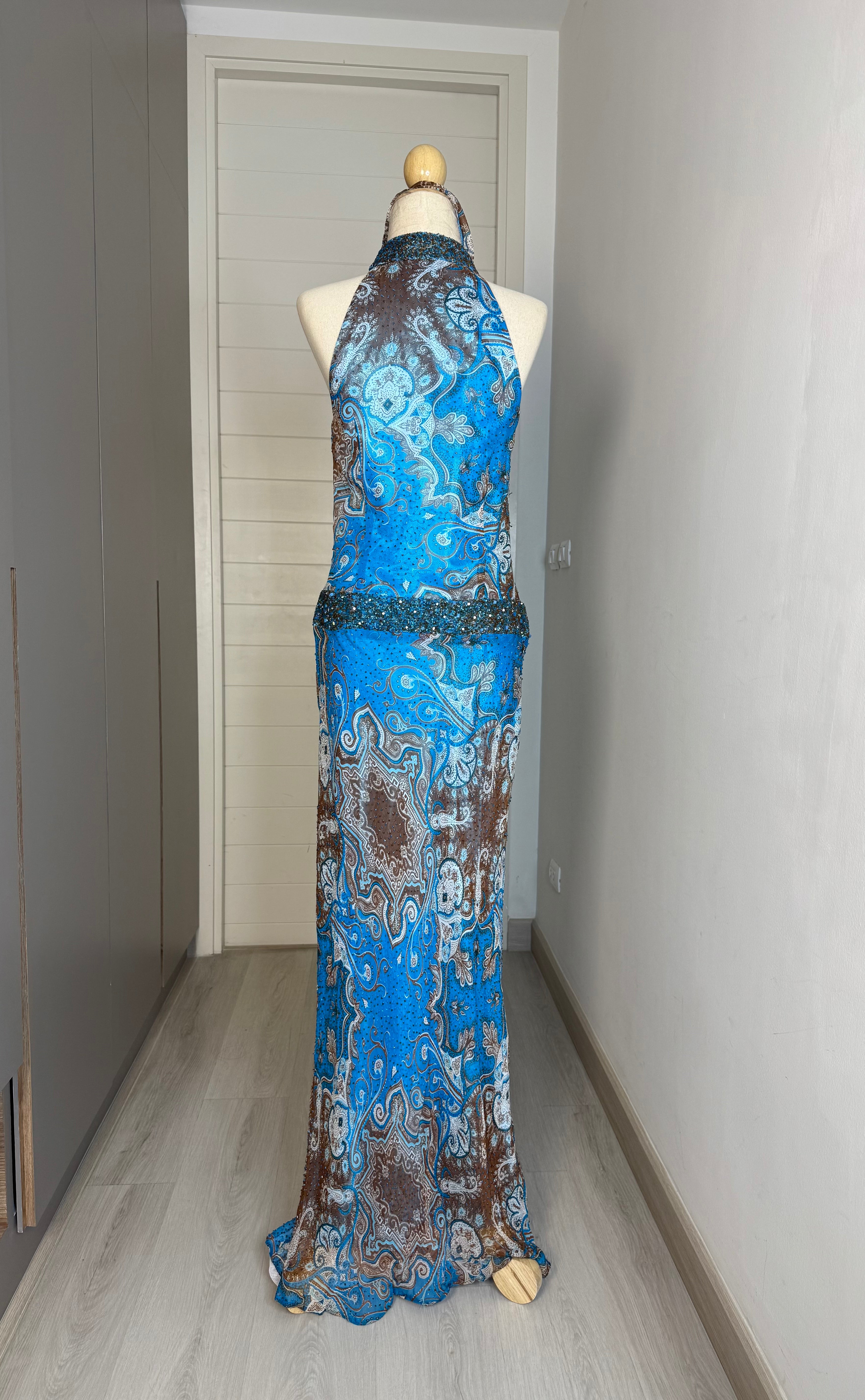 V76 Vintage Super Rare Paisley Blue Evening Gown (S-M)