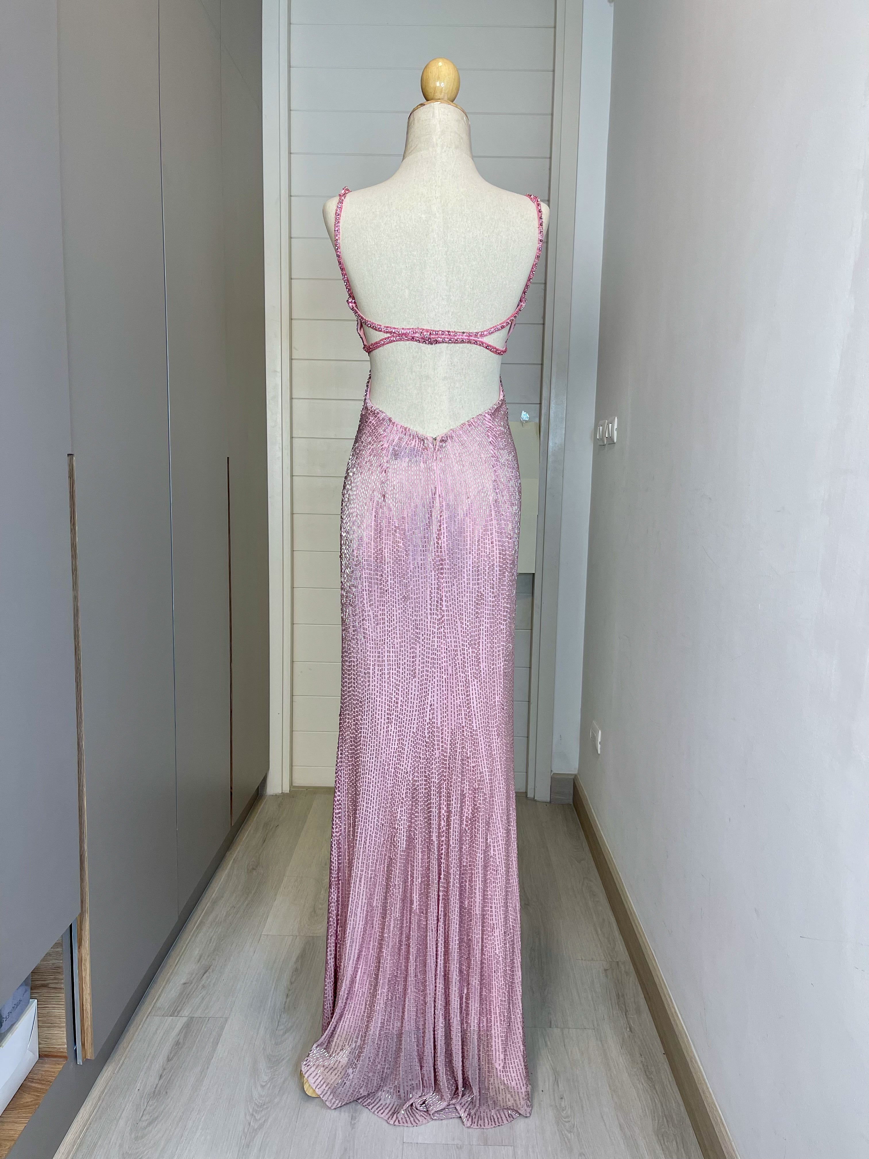 S07 Sherri Hill Pink Butterfly Evening Gown **ปิดการเช่าแล้ว**