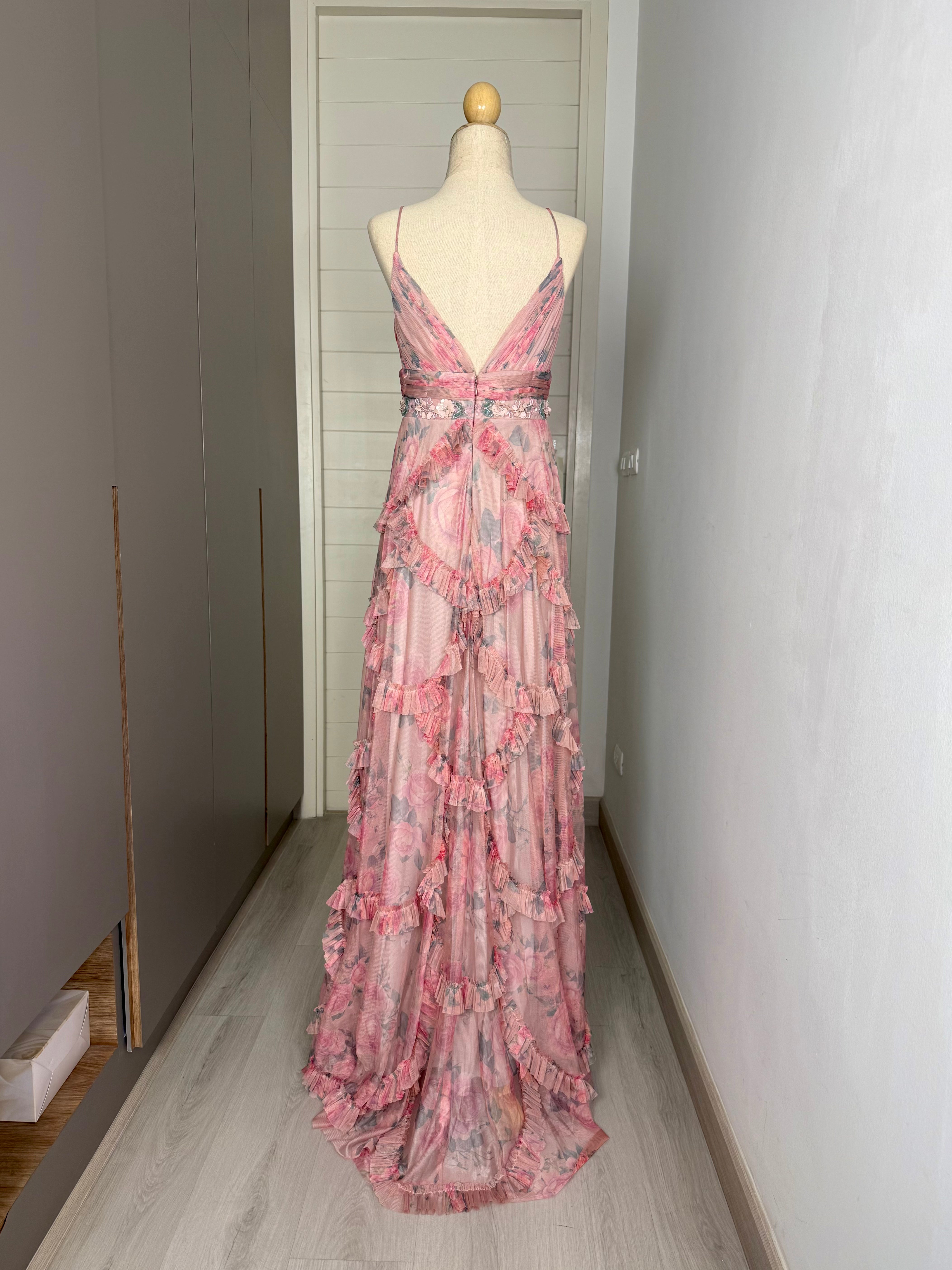 M21 Mac Duggal Limited Pink Ruffle Gown (S-M)