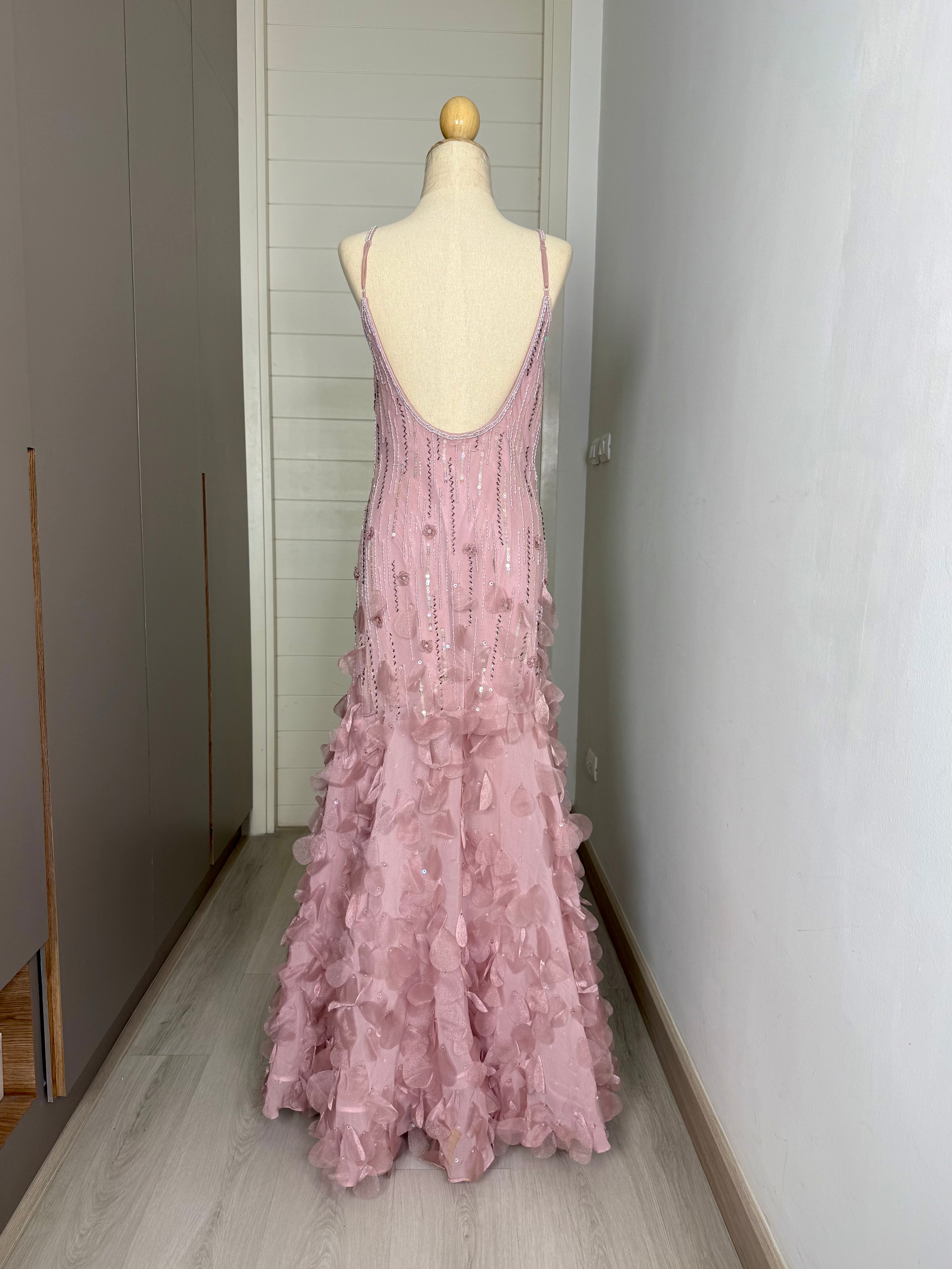 V96 Vintage Super Rare Sue Wong Pink Beaded Gown (S-M)