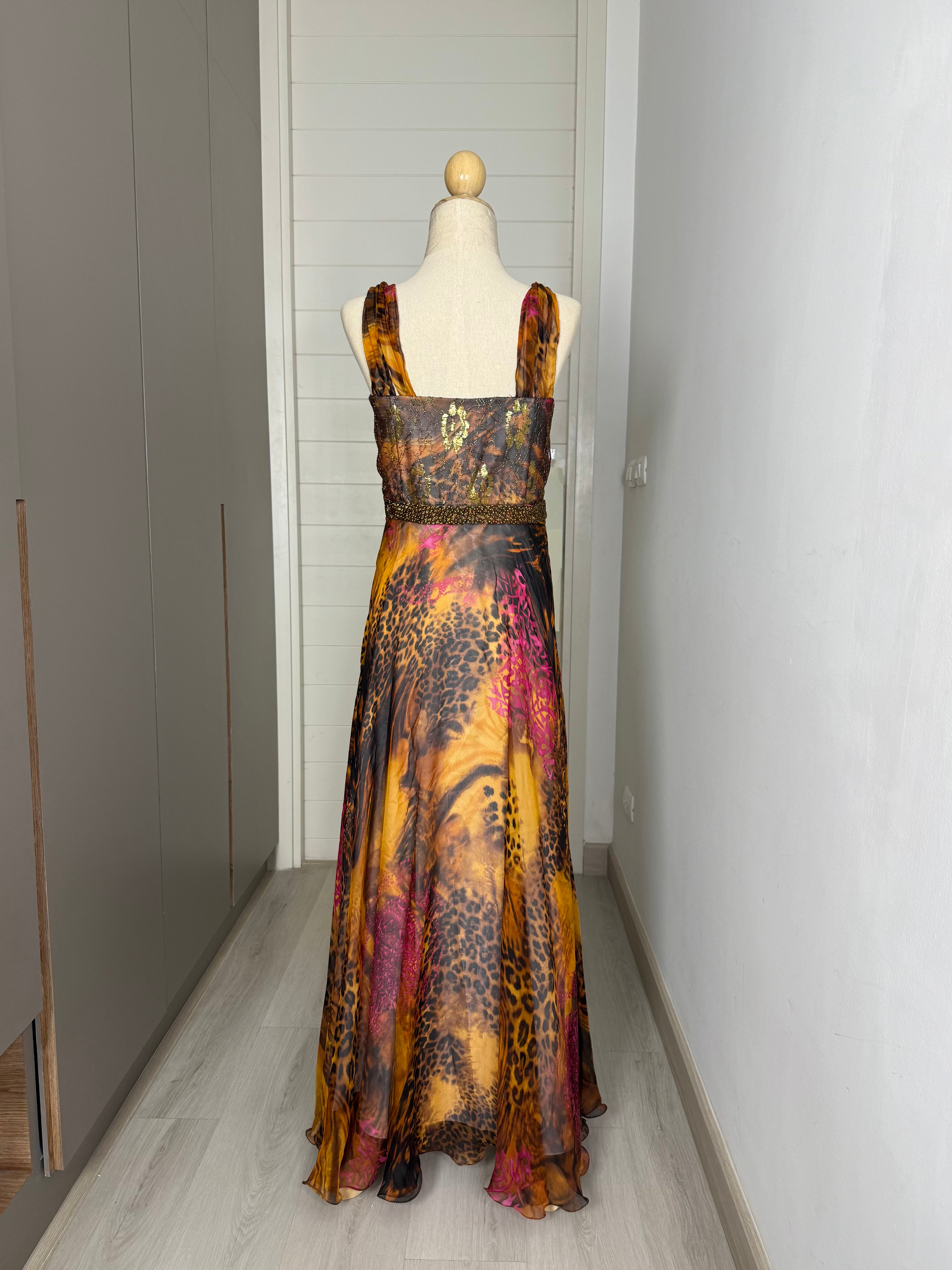 D18 Diane Freis Vintage Leopard Print Gown (L-XL)