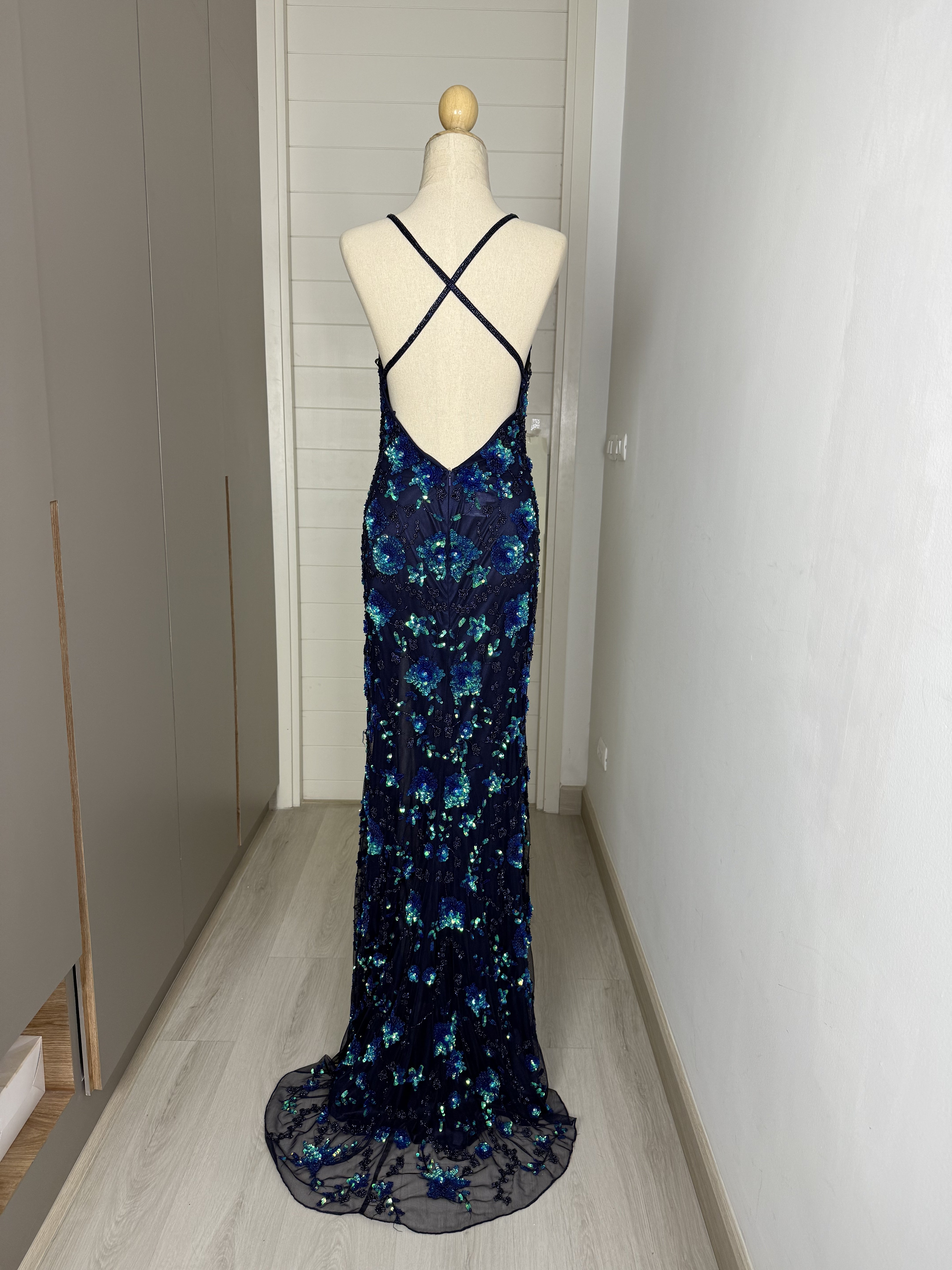 P06 Vintage Primavera Midnight Bloom Evening Gown (S-M)