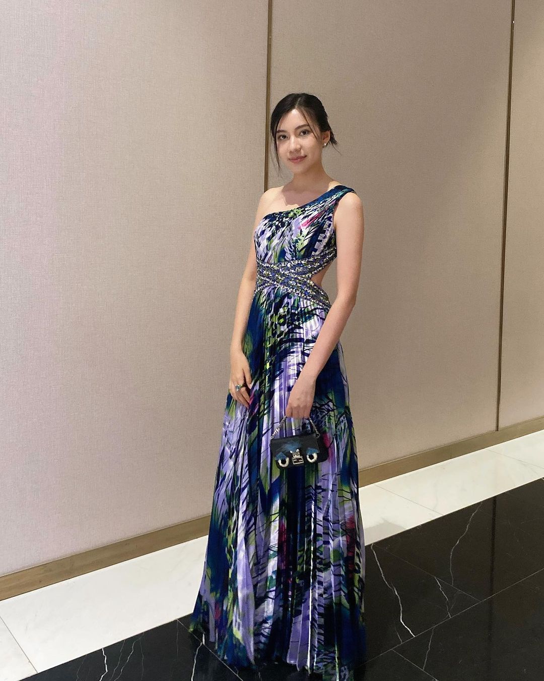 D07 Dave & Johnny Blue&Purple Evening Gown (XS) *ปิดการเช่าแล้ว*