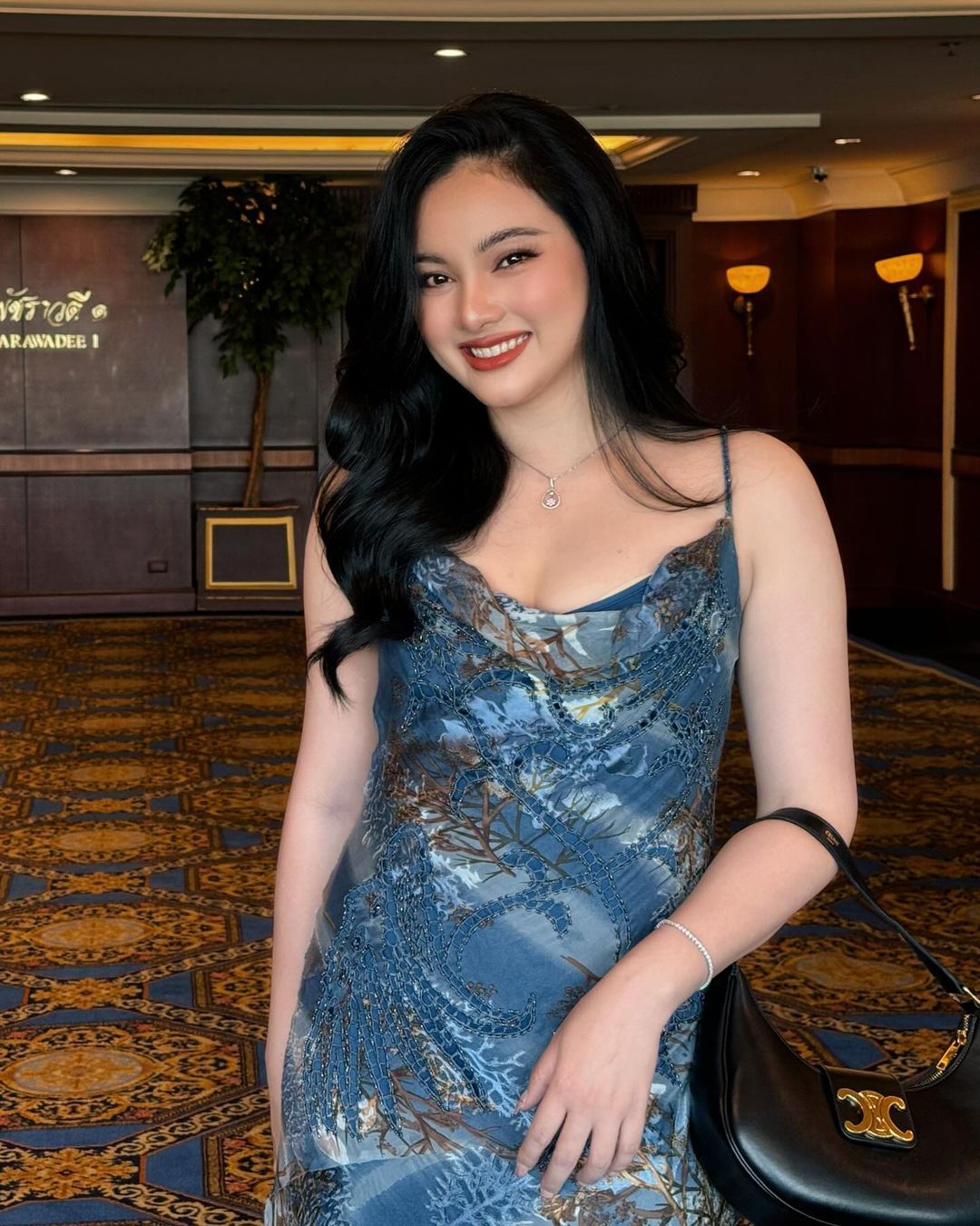 S04 Vintage Super Rare Sue Wong Navy Blue Evening Dress (XS-M) (ชุดใหม่)