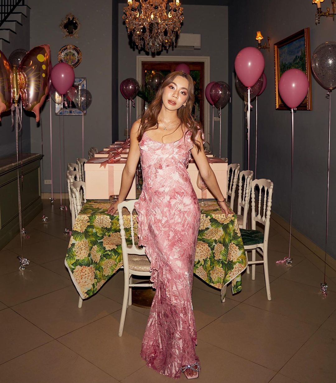 V07 Vintage Super Rare Spanish Baby Pink Evening Dress (XS-S) *ปิดการเช่าแล้ว*