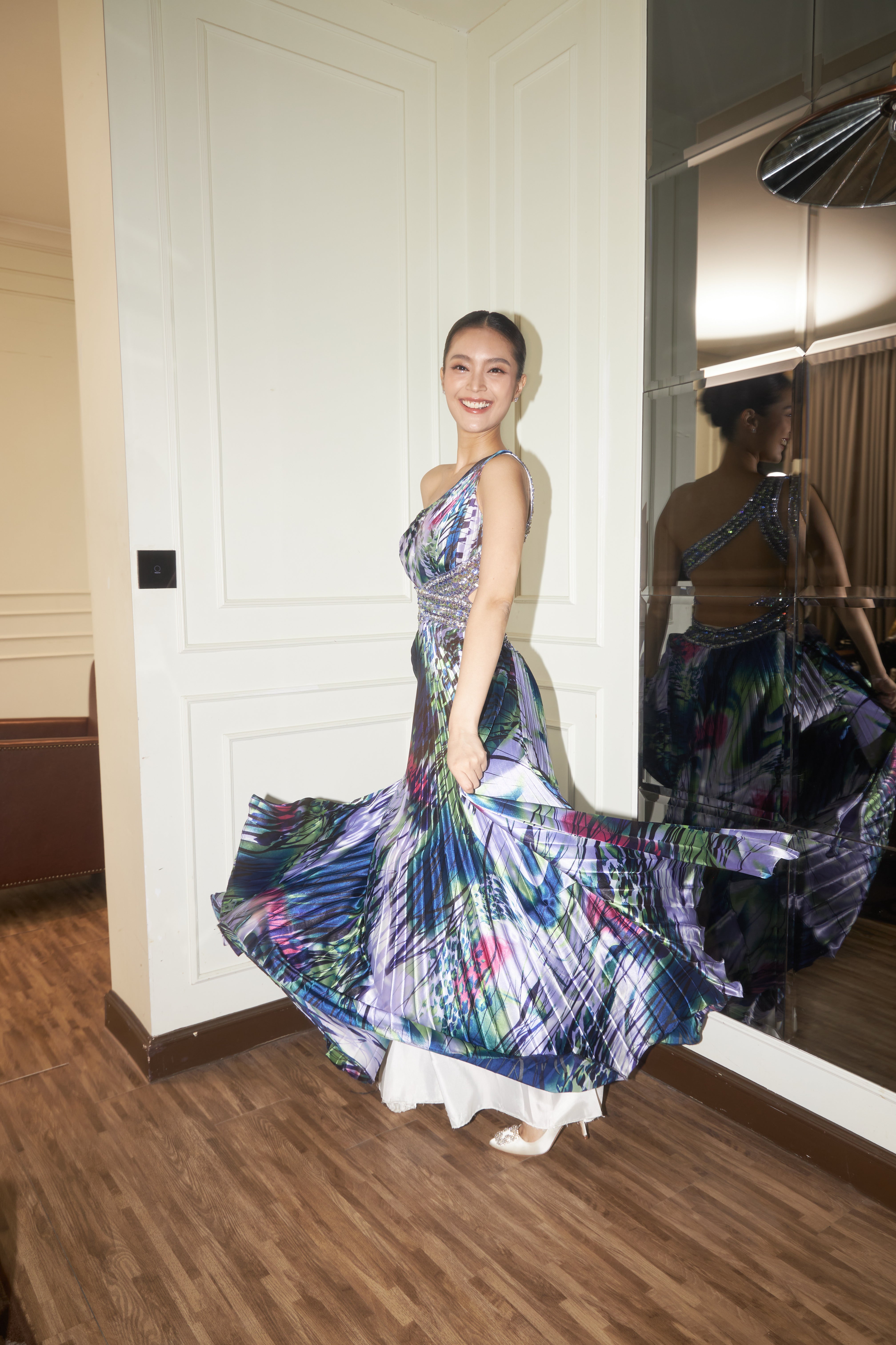 D07 Dave & Johnny Blue&Purple Evening Gown (XS) *ปิดการเช่าแล้ว*