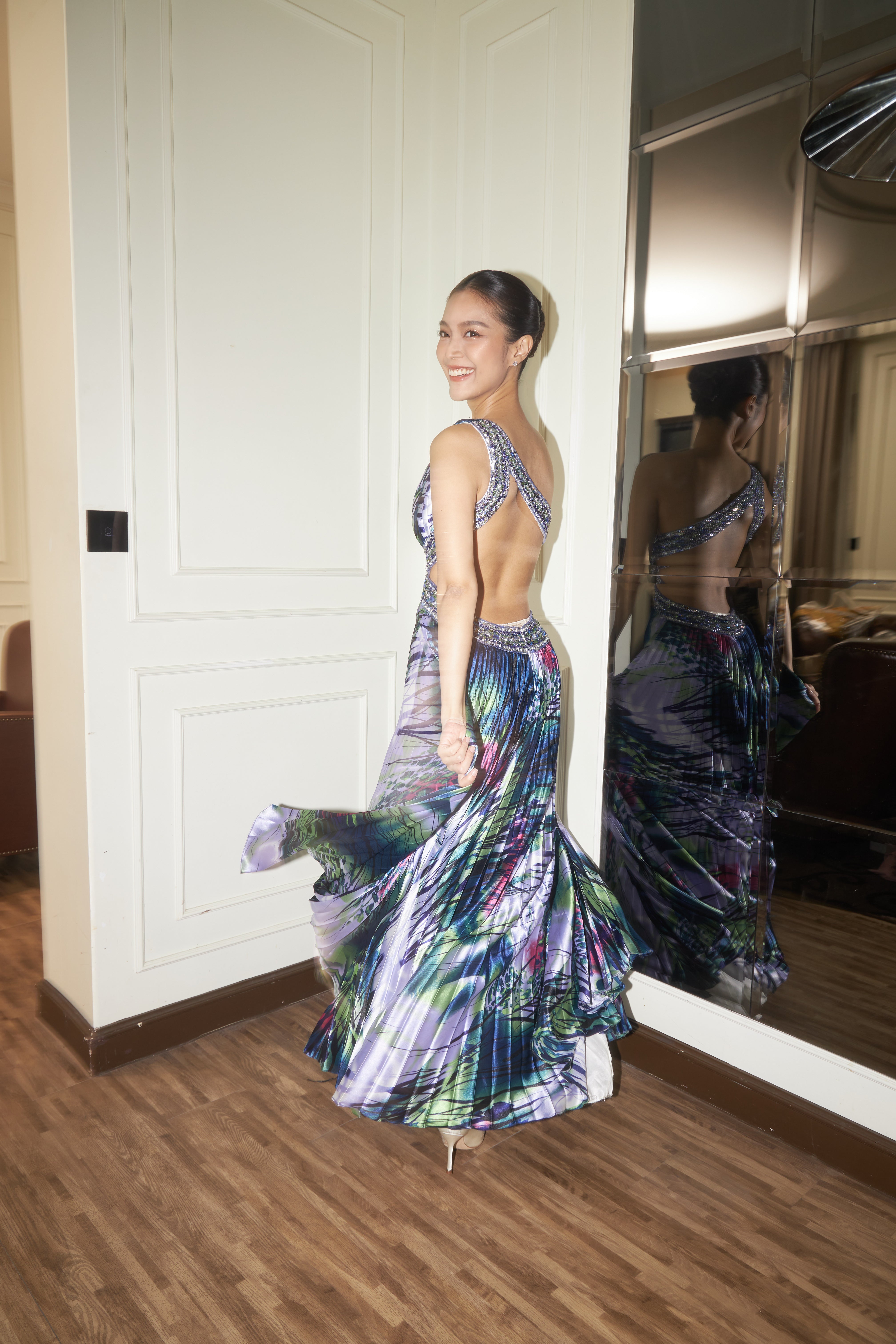 D07 Dave & Johnny Blue&Purple Evening Gown (XS) *ปิดการเช่าแล้ว*