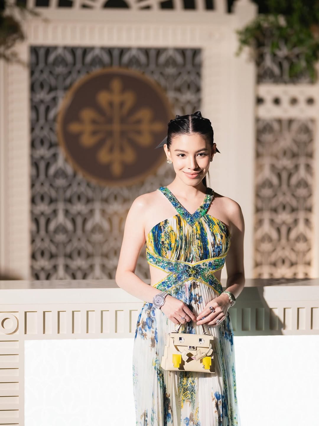 V268 Vintage Sapphire Garden Beaded Cut-Out Gown (XS–S)