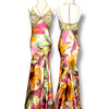 V169 Vintage Jovani Sunset Garden Satin Gown (M)