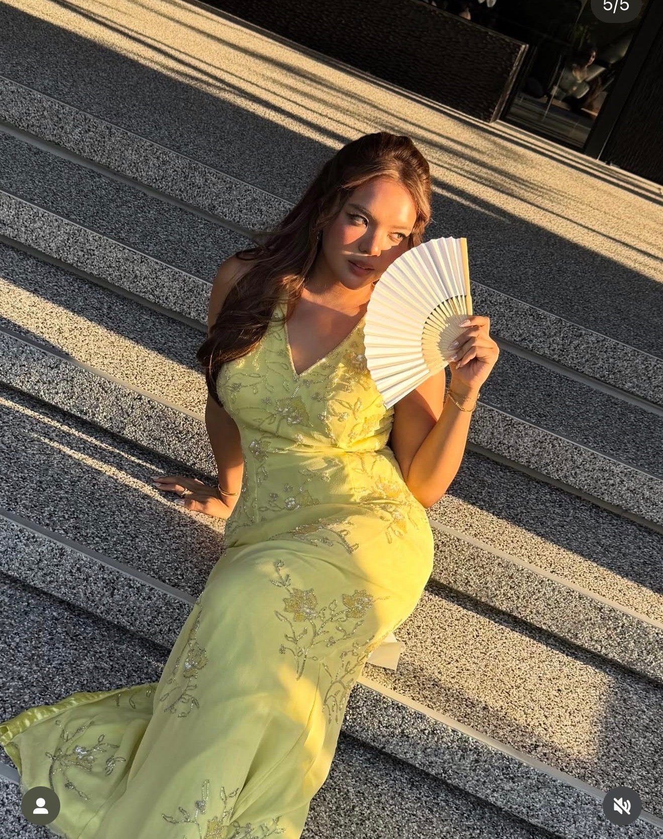 V163 Vintage Sean Collection Pastel Yellow Beaded Dress (L-XL)