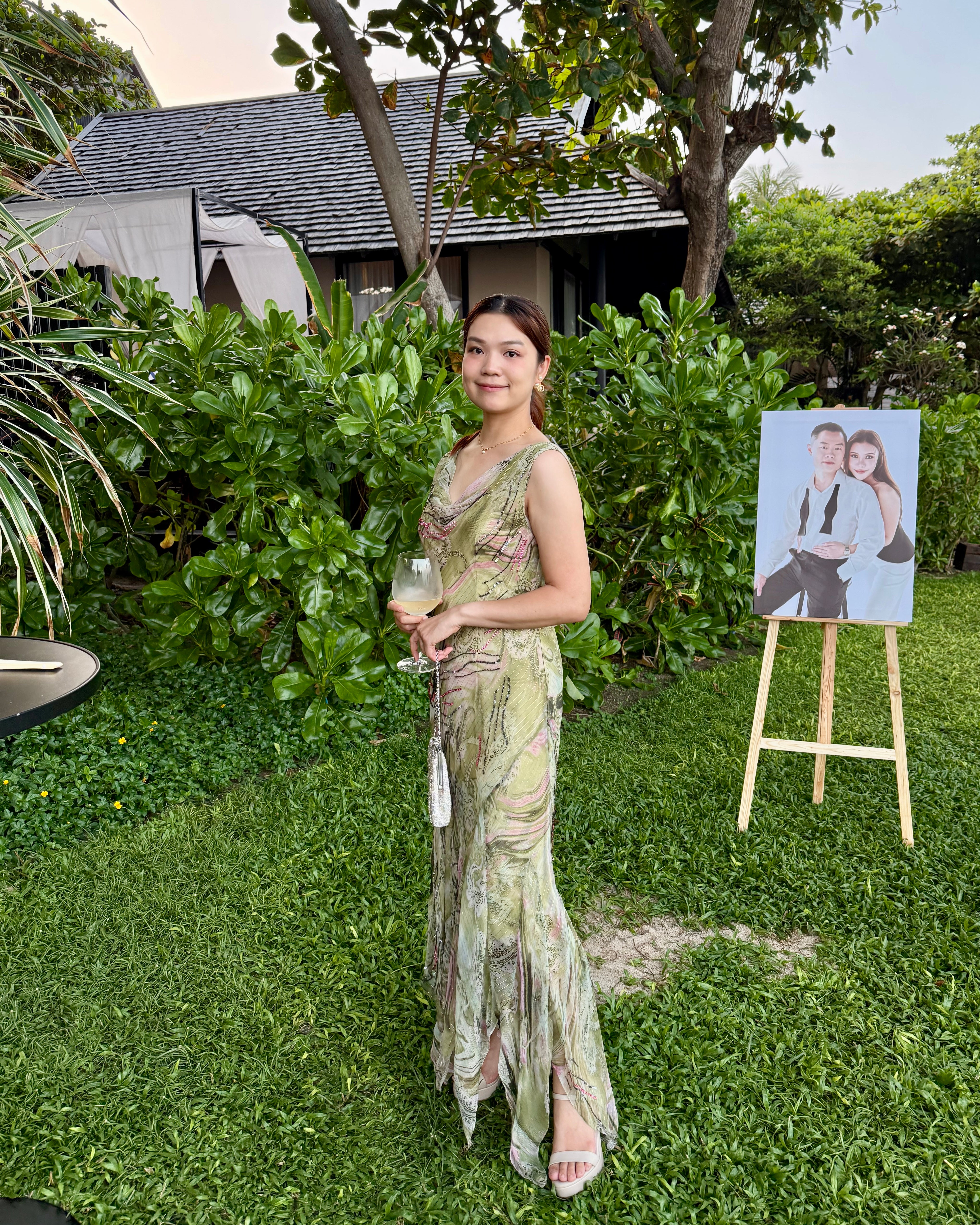 V178 Vintage Sage Green Garden Draped Gown (S-M)