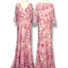 V216 Vintage Adrianna Papell Rosé Garden Chiffon Gown (L‑XL)