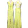 V186 Vintage Yellow Sequin Crossback Gown (M)