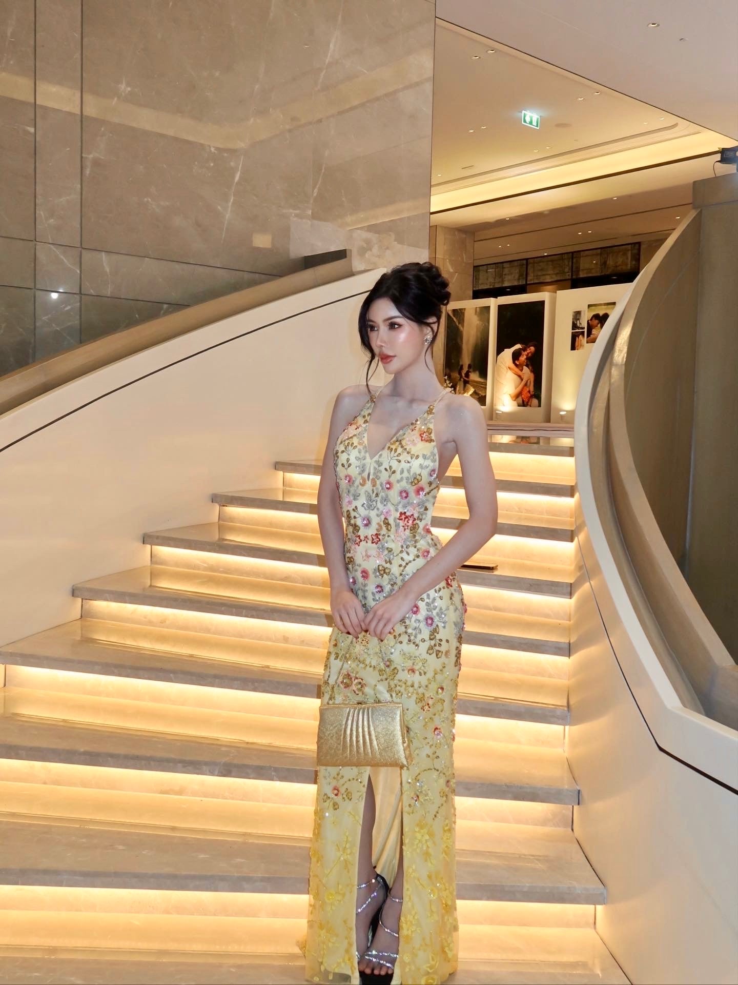V157 Primavera Yellow Bloom Gown (XS-M) (อก 30 อาจต้องเก็บสายขึ้น)