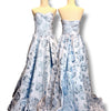 V296 Vintage Style Mac Duggal Silver Mist Floral Ball Gown (XS-S)