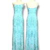V251 Vintage Scala Aqua Blossom Beaded Slip Dress (S)