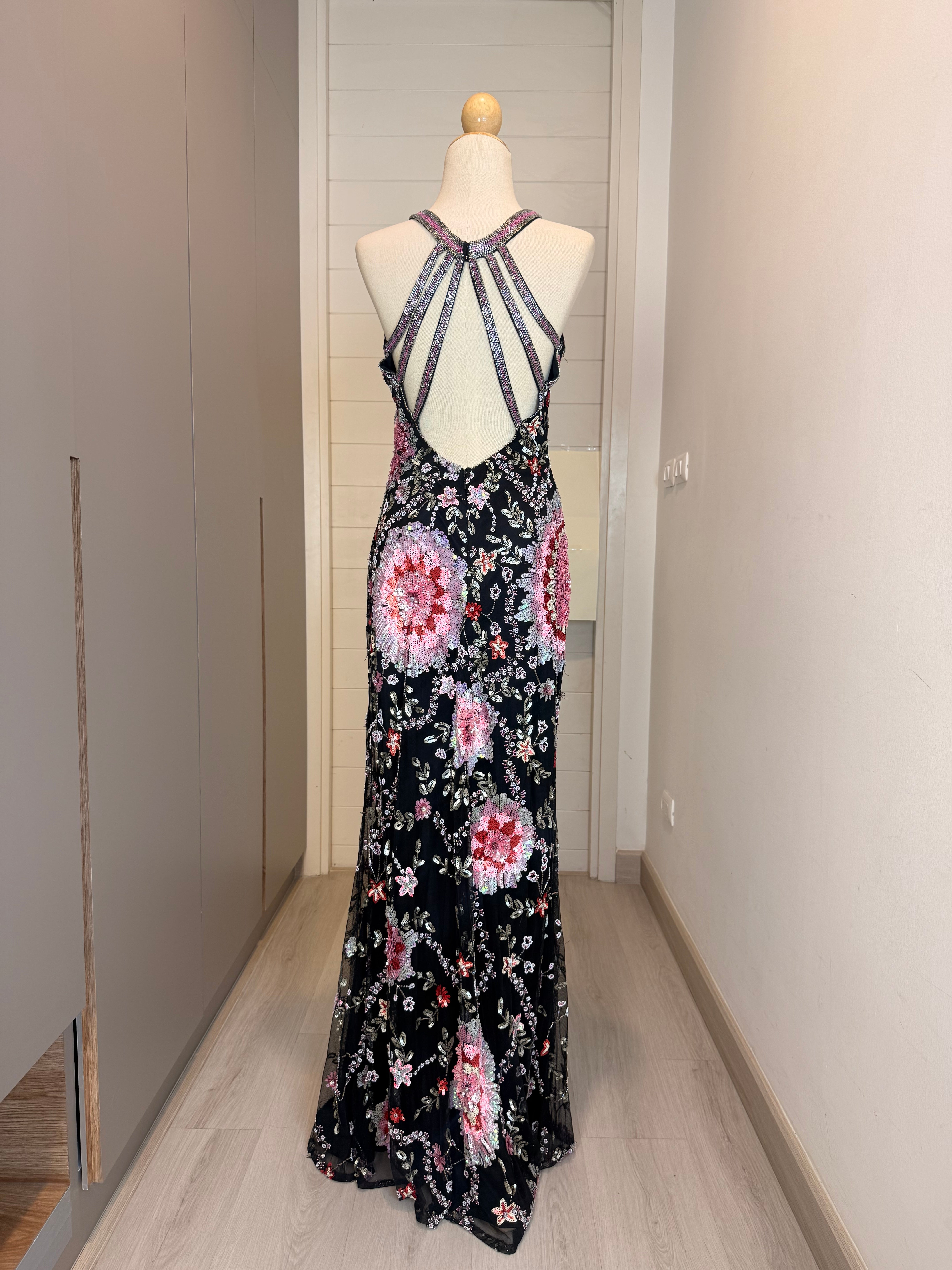 V285 Primavera Couture Midnight Blossom Embellished Gown (L-XL)