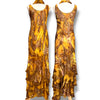 V293 Vintage Golden Amber Silk Scarf Dress (S-M)