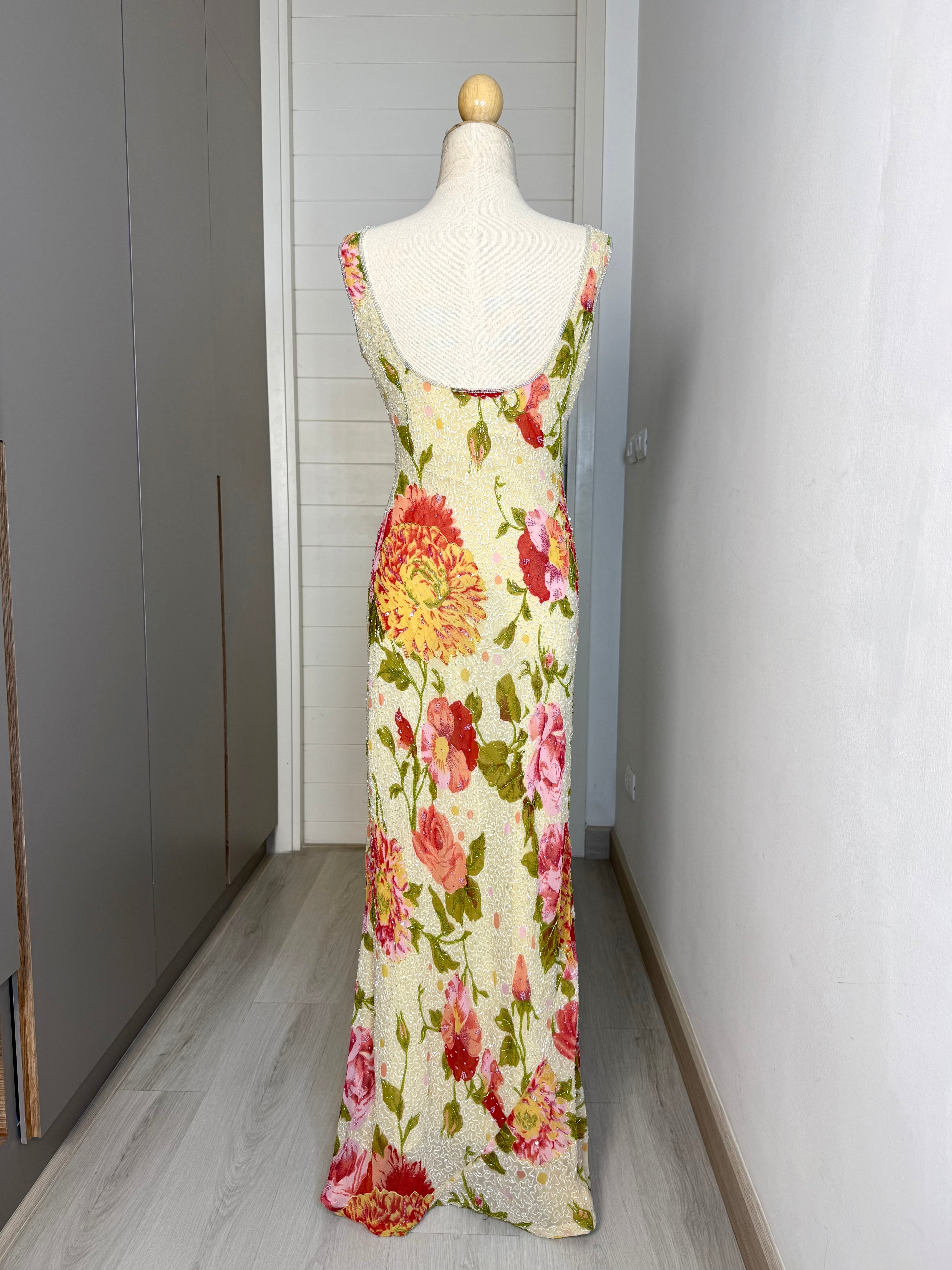 V81 Vintage Super Rare Stenay Floral Evening Gown (S-M)