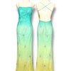 V278 Vintage Mia Bella Seafoam Stardust Beaded Gown (XS-S)