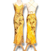 V299 Vintage Cache Golden Sunflower Silk Gown (XS) *ตัดความยาวพิเศษ สำหรับสูง 150-155 ซม*