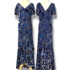 V189 Vintage Alex Evenings Midnight Garden Flutter Dress (L–XL)