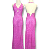 V141 Vintage Scala Pink Halter Evening Gown (XS)