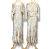 V217 Vintage Alex Evenings Cream Gold Burnout Dress (S)