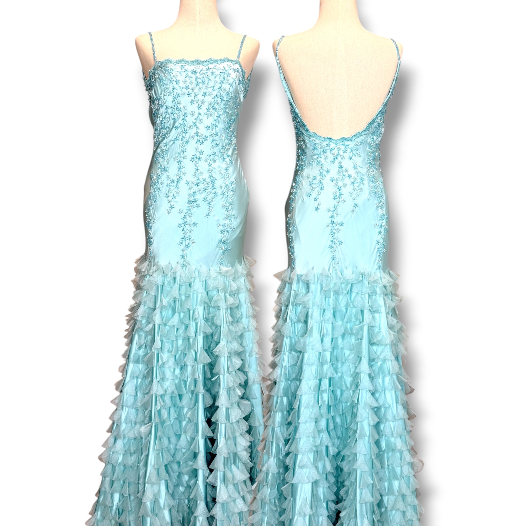 V290 Vintage Sue Wong Celestial Ruffle Gown (XS-S)