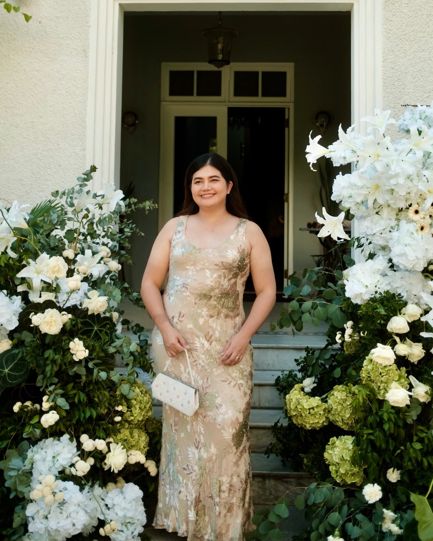 V253 Vintage Alex Evenings Burnout Garden Glow Dress Set (L-XL)