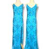 V318 Vintage Caribbean Blue Floral Sequin Slit Gown (L-XL)