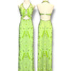 V219 Vintage Sean Collection Lime Glow Cut-Out Gown (XS–S)