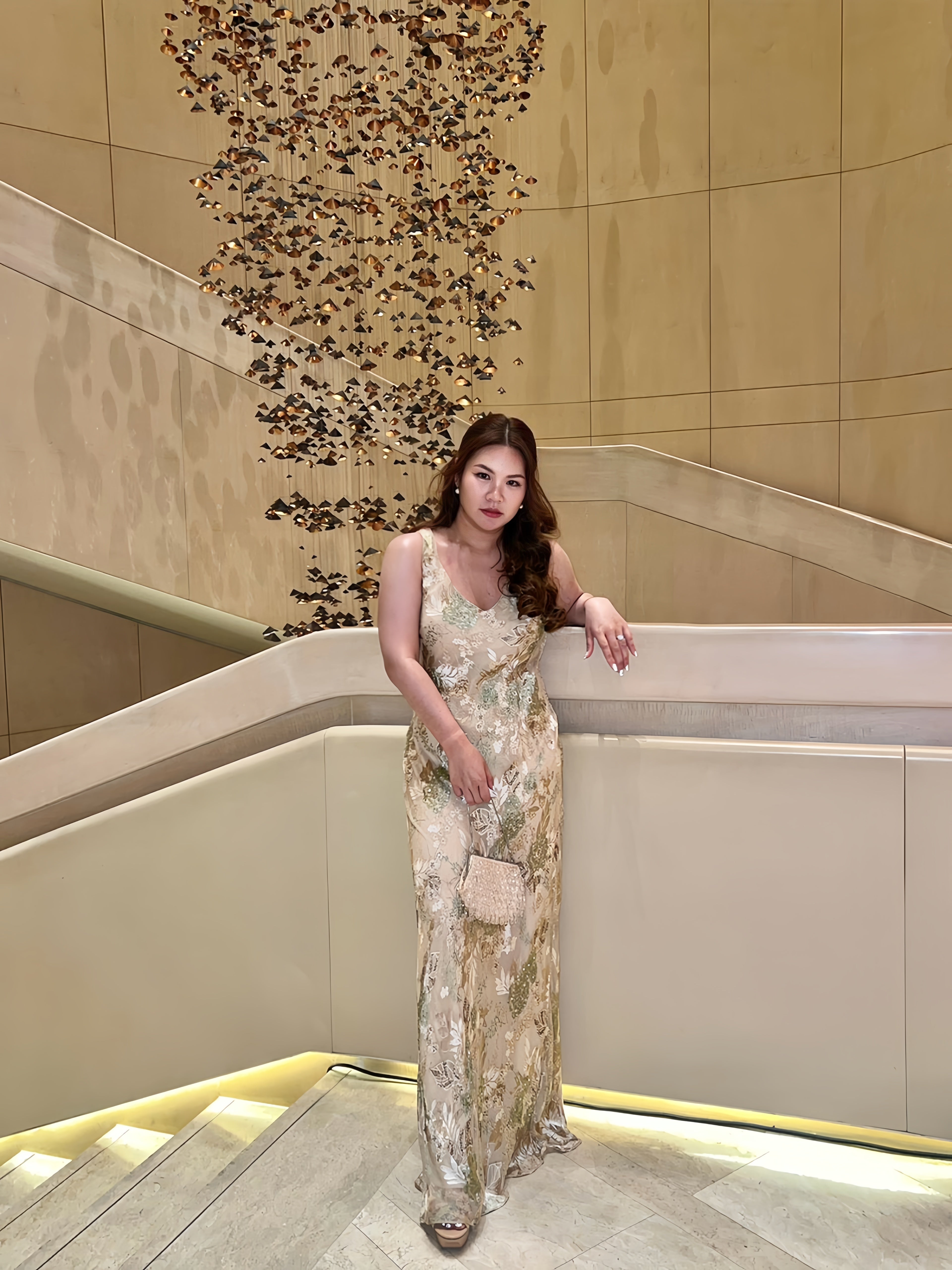 V253 Vintage Alex Evenings Burnout Garden Glow Dress Set (L-XL)