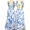 V242 Vintage-Style Mac Duggal Blue Ruffle Gown (XS–S) *ตัดความยาวพิเศษสำหรับสาว Petite*