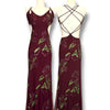 V321 Vintage Attitudes by Debra Burgundy Garden Beaded Strappy Back Gown (XXS)