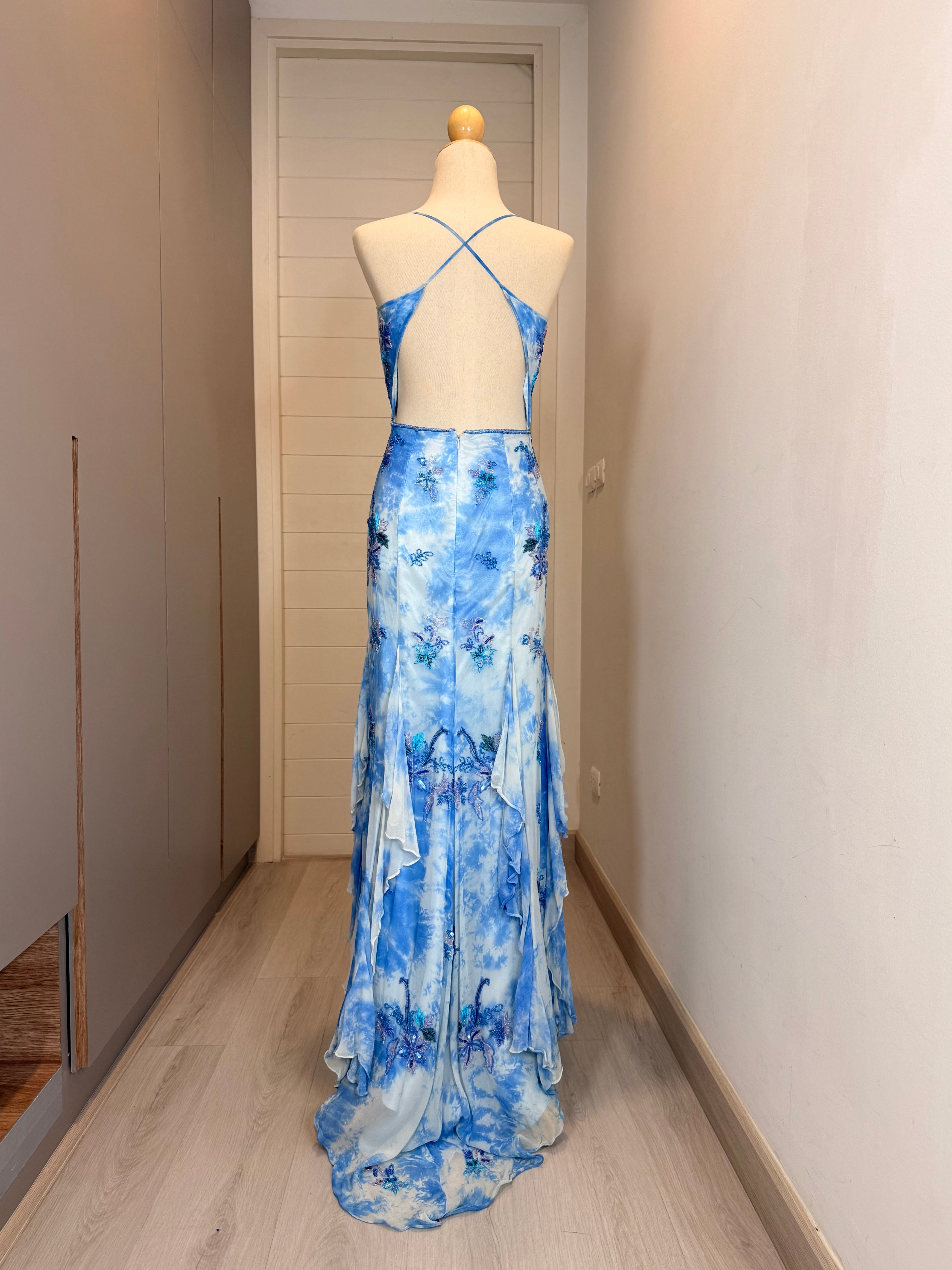 V291 Vintage Scala Blue Moon Embellished Gown (XS-S)