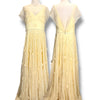 V273 Vintage Style Mac Duggal Buttercream Bloom Embellished Gown (XL) *ตัดความยาวพิเศษ* สำหรับสูง 150-155 ซม.