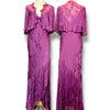 V183 Vintage Alex Evenings Orchid Ruffle Dress (L–XL)