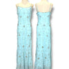 V260 Vintage Aqua Silver Beaded Slip Gown (M)