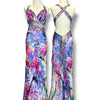 V249 Vintage La Femme Rainbow Crystal Open-Back Gown (S)