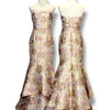 V203 Vintage Style Rosé Brocade Strapless Dress (XS-S)