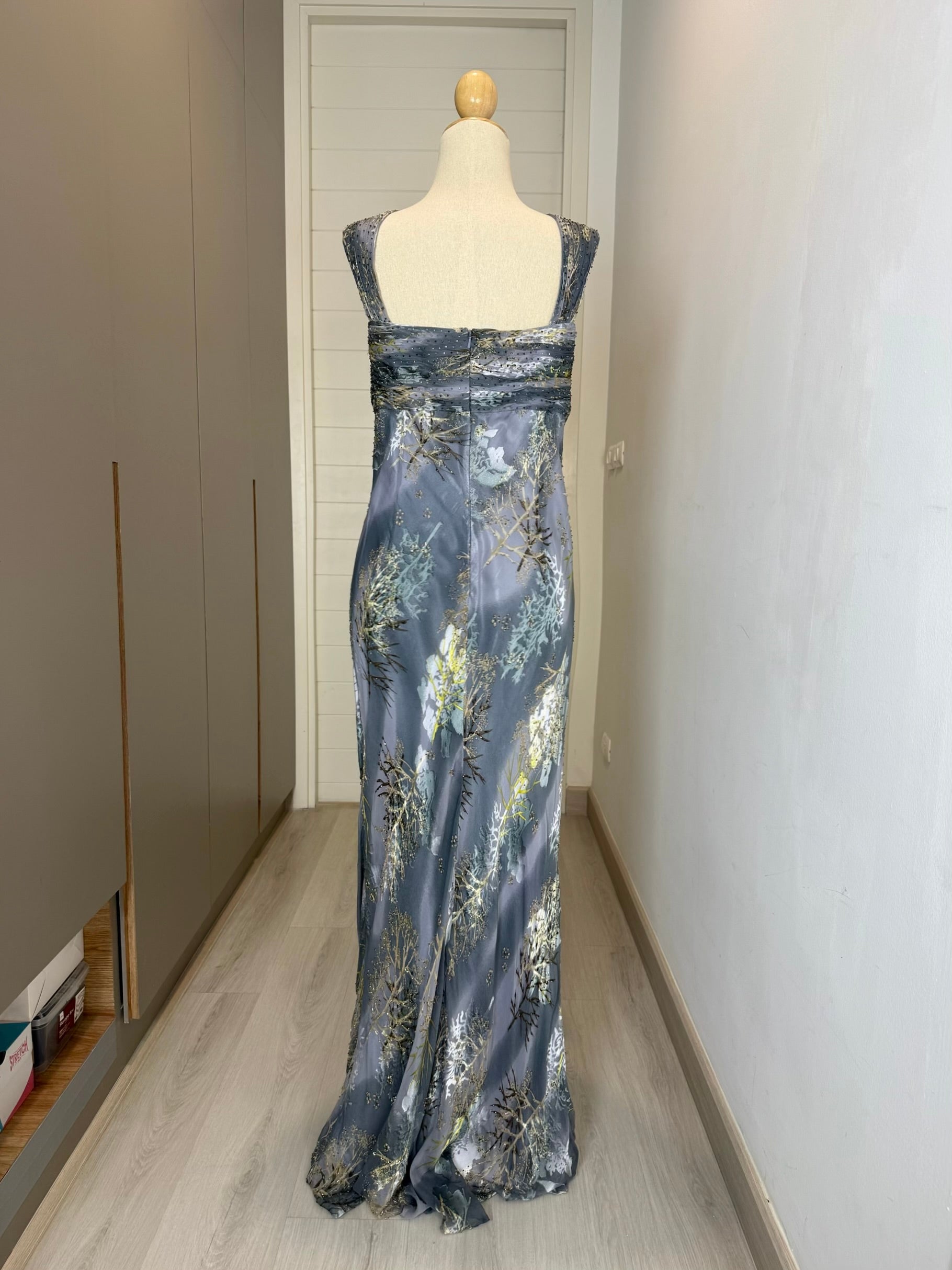 V249 Vintage Montage Mist Floral Gown (XL–XXL)