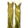 V184 Vintage Lexus Olive Bloom Burnout Dress (XS–S)