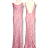 V307 Vintage Blush Petal Open Back Gown (M-L)